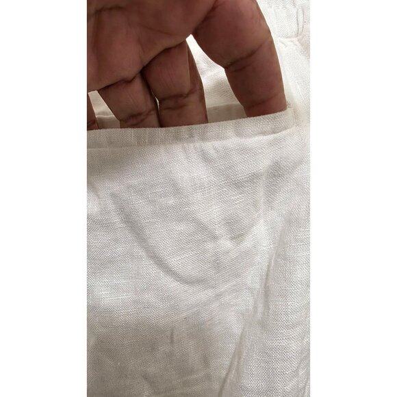 Athleta Women 12 White 100%Linen Jogger Pants Elastic Waistband & Ankle Cuffs - Picture 4 of 9